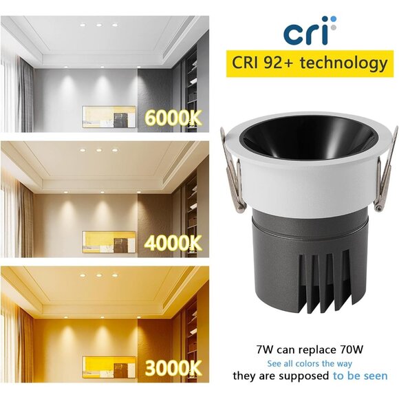 CXWV 3 Inch LED Recessed Downlight,7W Dimmable Anti-Glare Ceiling Light - Picture 3 of 9